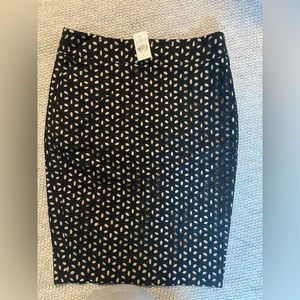 LOFT black and nude lace pencil skirt- Size 0 new with tags